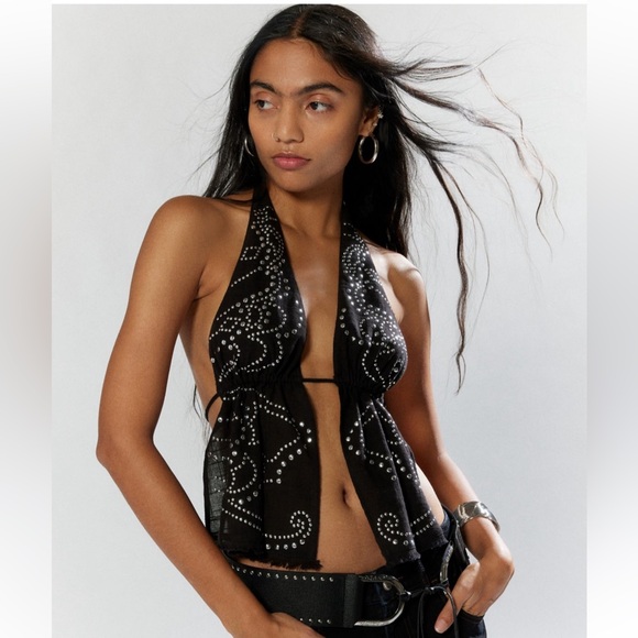 Tie Back Urban Silence + Noise Maria Embellished Flyaway Top - Picture 1 of 3